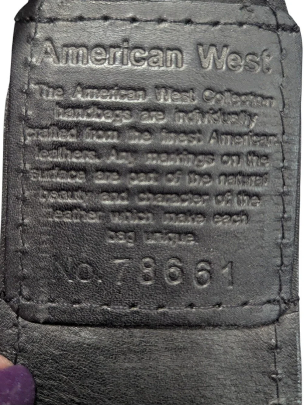 American West Black Western-Style Tooled Leather Satchel